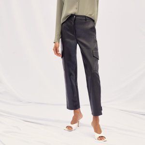 WILFRED Black Vegan Leather Contemporary Cargo Pant